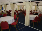 White Chair Covers and Teal Sashes